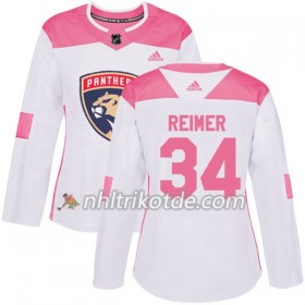 Florida Panthers Trikot James Reimer 34 Adidas 2017-2018 Weiß Pink Fashion Authentic - Dame